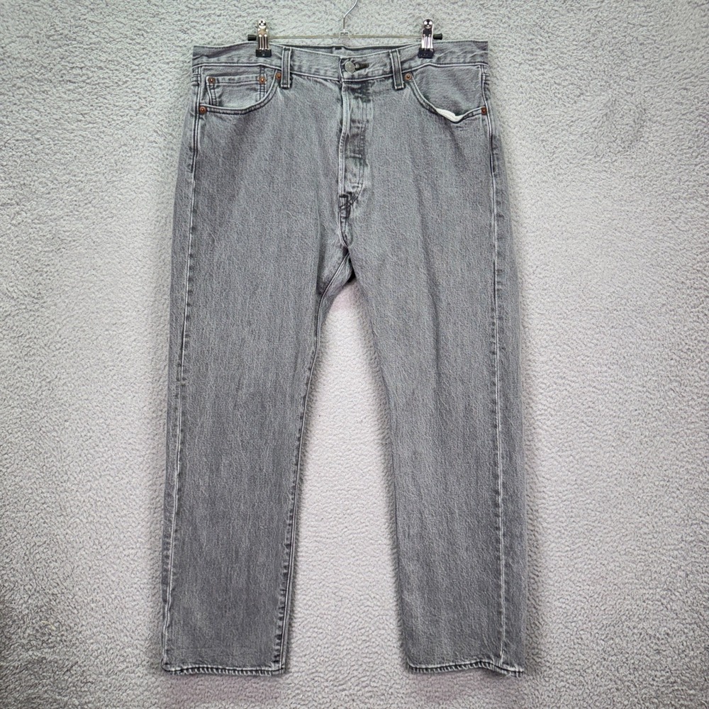 Levis Jeans Men 35x30 Gray 501 Original Fit Straight Leg Button Fly Denim Grunge